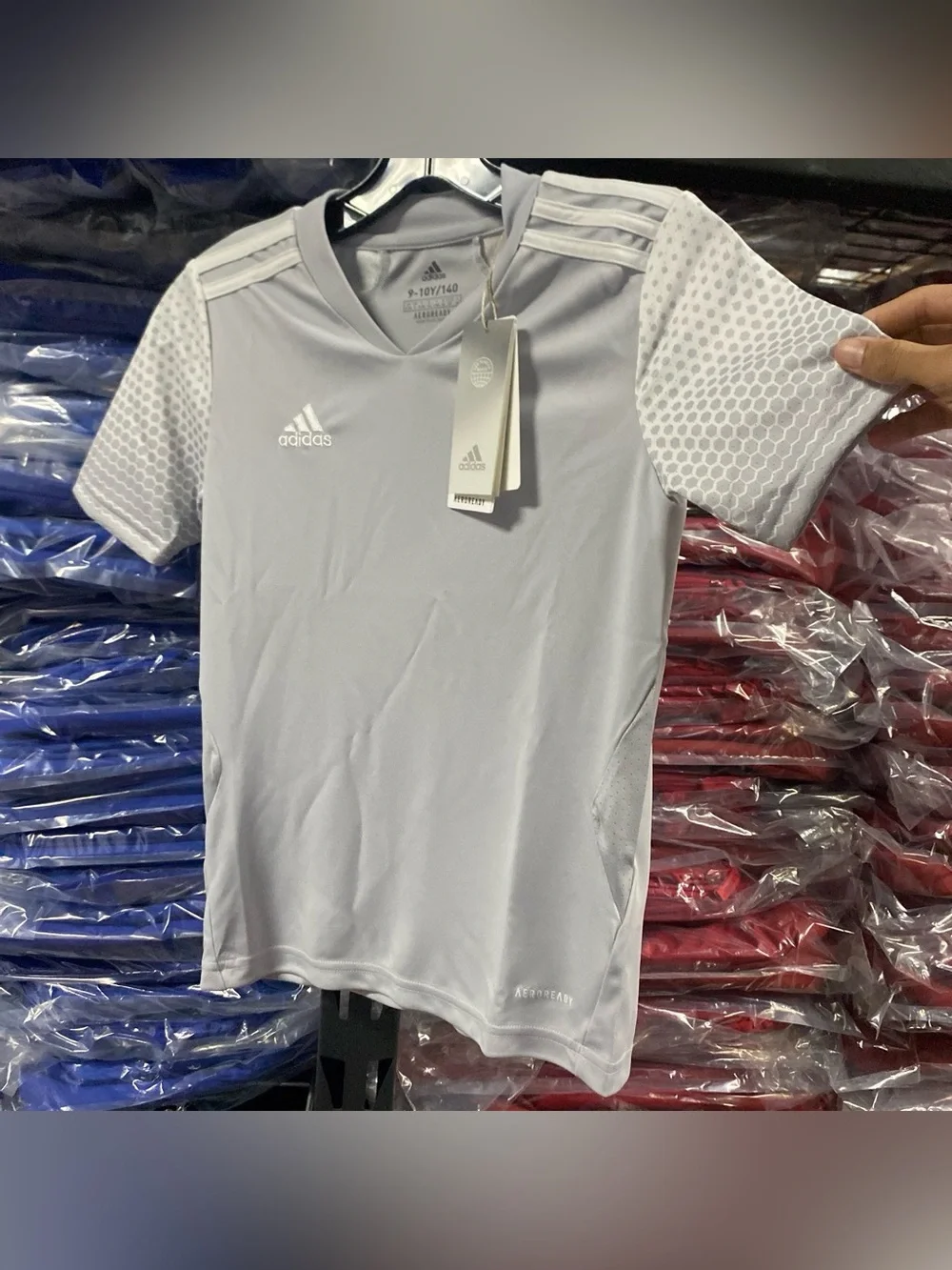 Adidas Regista 20 Soccer Jersey NWT Kids Small Light Grey/White Aeroready FT6567